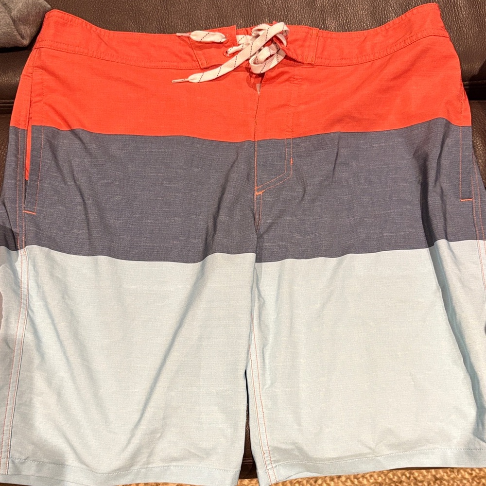 Goodfellow & Co Red, Blue, and Light Blue Swim Shorts